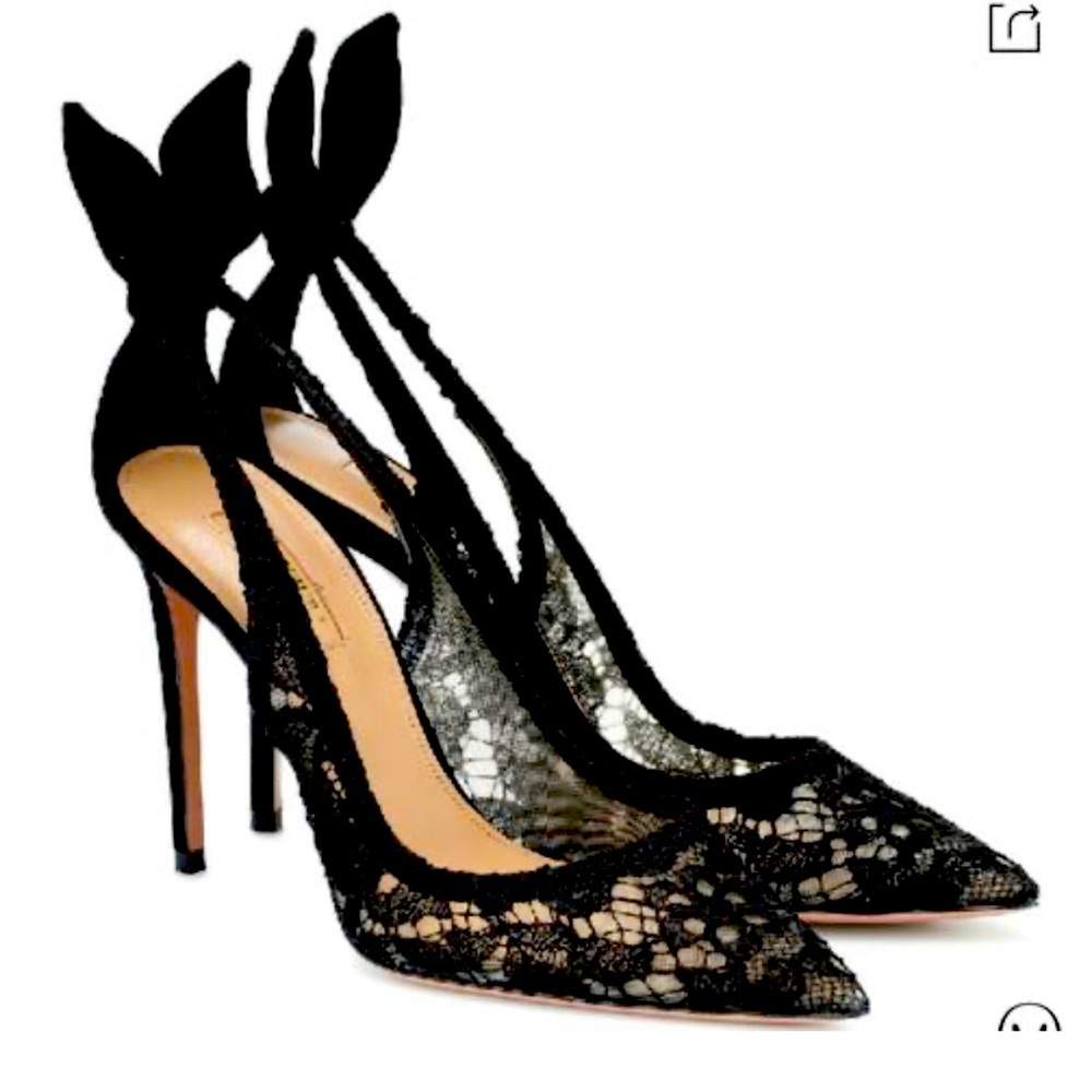 aquazzura pumps 105 black lace heels 👠